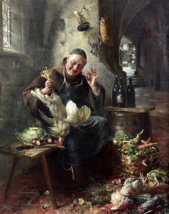 Ernst Nowak (Austrian, 1853-1919) The Prospect of a Good Meal, 14.25 x 11.25in.